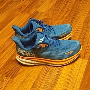 Hoka Vibrant Blue and Orange Athletic Shoes